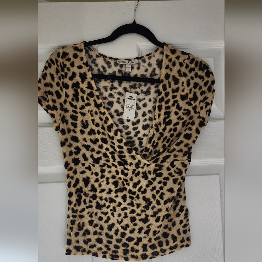 Express Animal Print Wrap Blouse